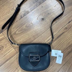 Black leather coach cross body purse